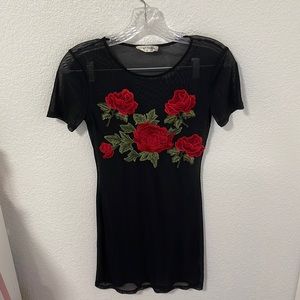 Rose Black rave cover up sheer